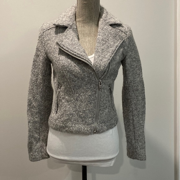 H&M Grey Wool Moto Crop Jacket - Picture 6 of 15